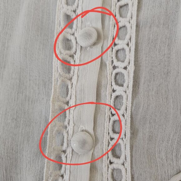 American Rag Cie Womens Peasant Top Sz L Ivory Sheer Boho Blouse Oversized Vtg - Picture 12 of 16